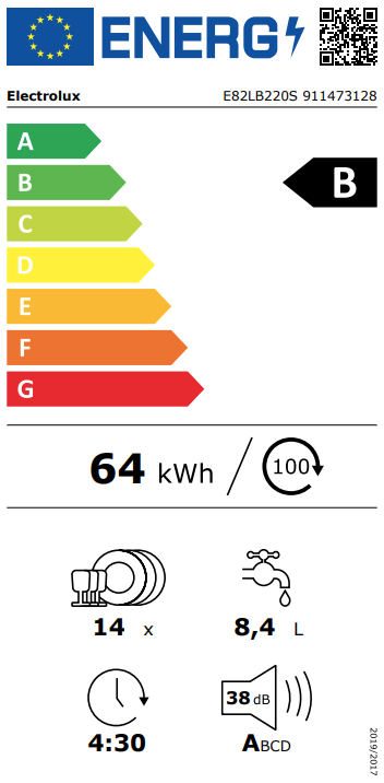 Indaplovė ELECTROLUX E82LB220S aprašymas - Prekės nuotrauka