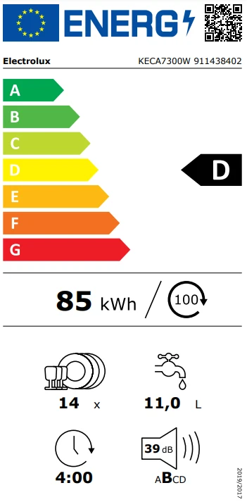 Indaplovė Electrolux KECA7300W aprašymas - Prekės nuotrauka