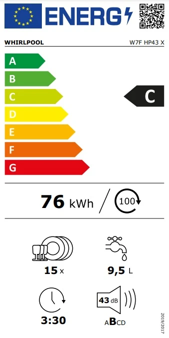 Indaplovė Whirlpool W7F HP43 X aprašymas - Prekės nuotrauka