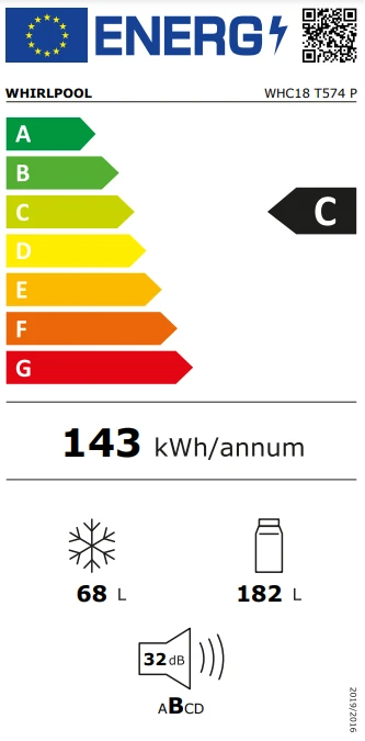 Montuojamas šaldytuvas Whirlpool WHC18 T574 P aprašymas - Prekės nuotrauka