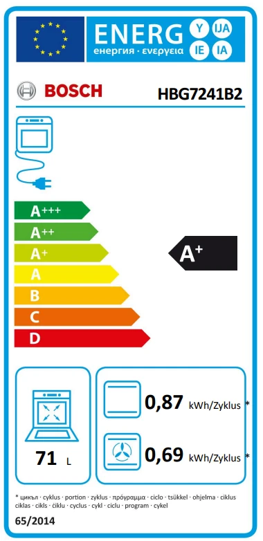 Orkaitė BOSCH HBG7241B2 aprašymas - Prekės nuotrauka