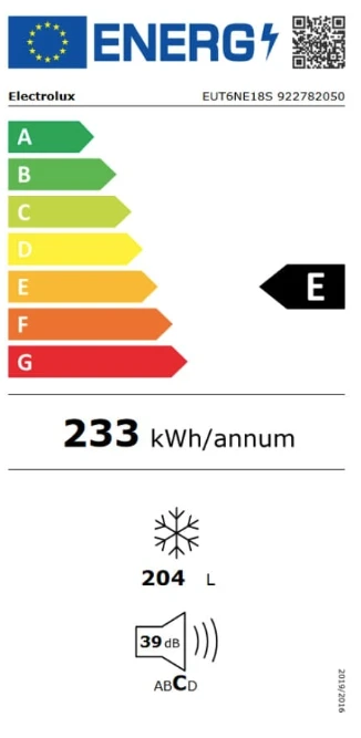 Šaldiklis Electrolux EUT6NE18S aprašymas - Prekės nuotrauka