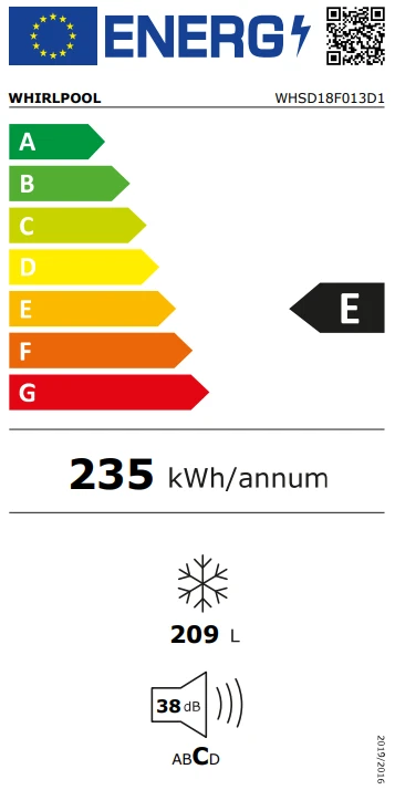Šaldiklis Whirlpool WHSD18F013D1 aprašymas - Prekės nuotrauka