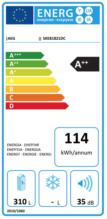 Šaldytuvas Aeg SKE81821DC aprašymas - Prekės nuotrauka