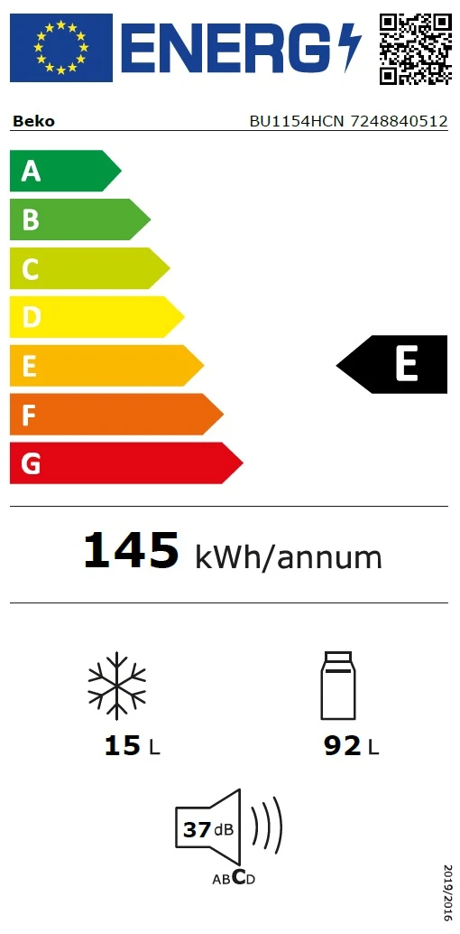 Šaldytuvas BEKO BU1154HCN aprašymas - Prekės nuotrauka
