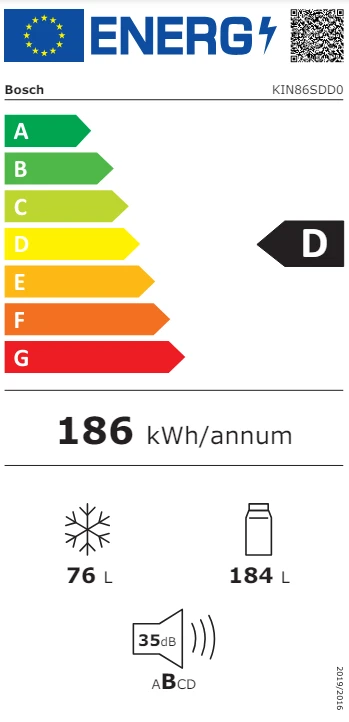 Šaldytuvas Bosch KIN86SDD0 aprašymas - Prekės nuotrauka