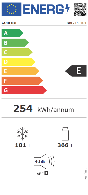 Šaldytuvas Gorenje NRF718E4S4 aprašymas - Prekės nuotrauka