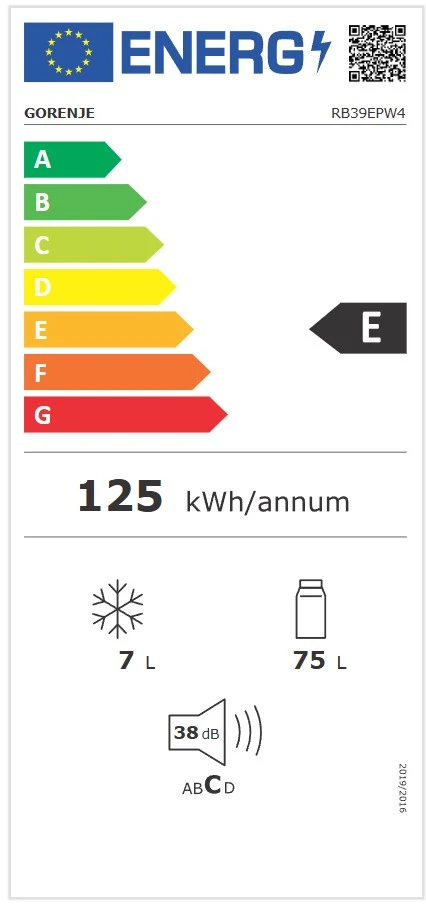 Šaldytuvas Gorenje RB39EPW4 aprašymas - Prekės nuotrauka