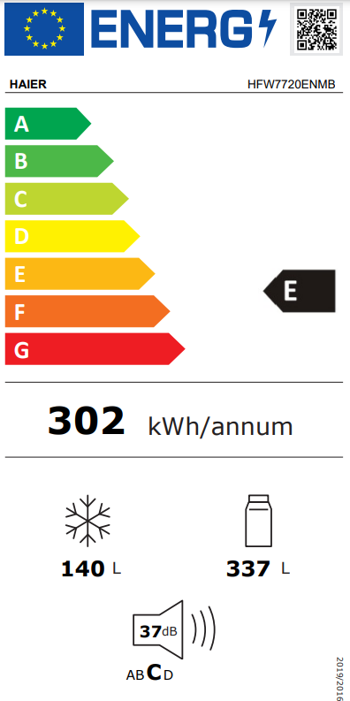 Haier Side by side Šaldytuvas HFW7720ENMB (477L; juodas) aprašymas - Prekės nuotrauka