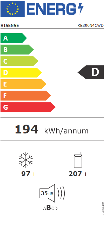 Šaldytuvas Hisense RB390N4CWD aprašymas - Prekės nuotrauka