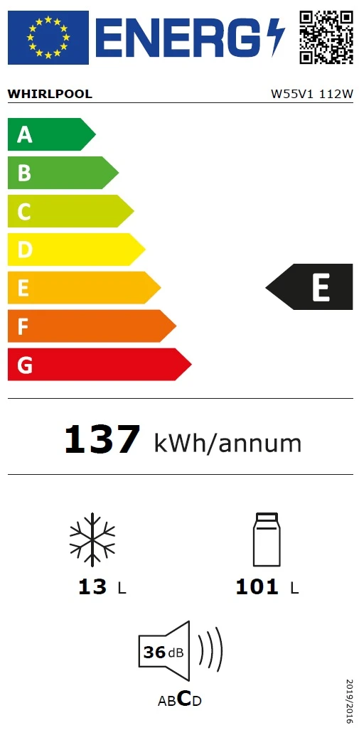 Šaldytuvas Whirlpool W55V1 112W aprašymas - Prekės nuotrauka