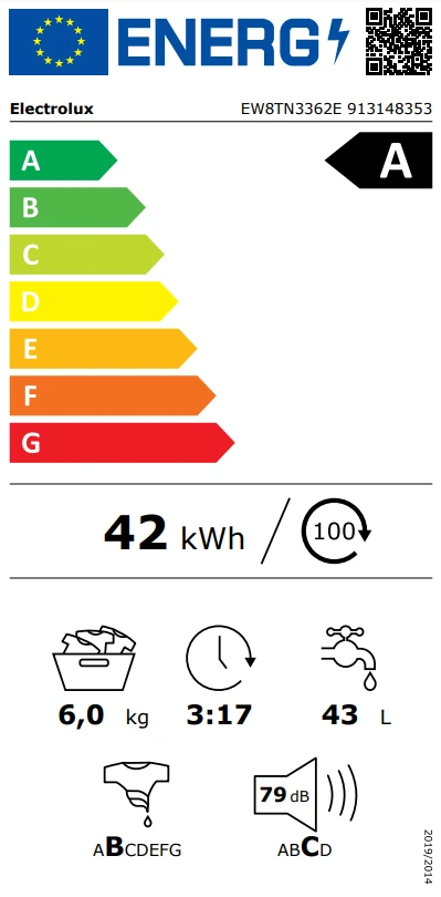 Skalbimo mašina Electrolux EW8TN3362E aprašymas - Prekės nuotrauka