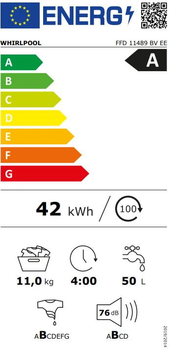 Skalbimo mašina Whirlpool FFD 11489 BV EE aprašymas - Prekės nuotrauka