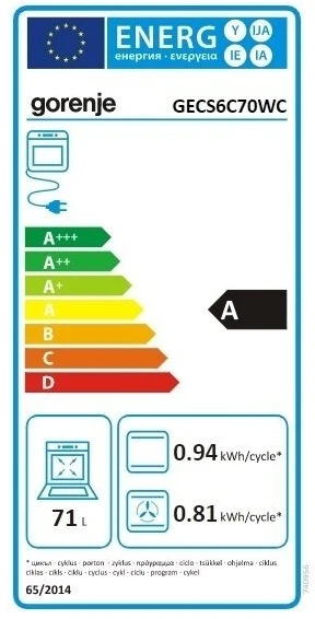 Viryklė Gorenje GECS6C70WC aprašymas - Prekės nuotrauka
