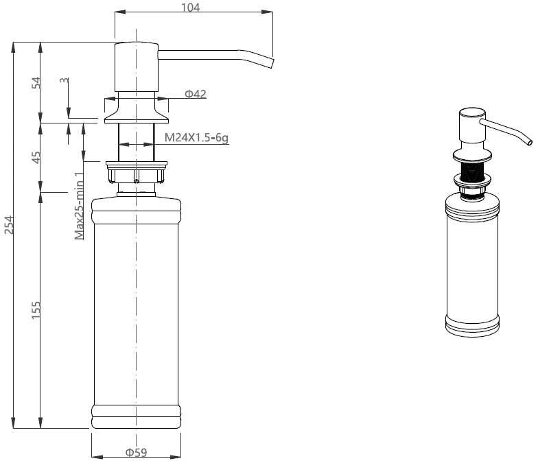 Dozatorius Quadron KEIRA MFS1001PG, aukso