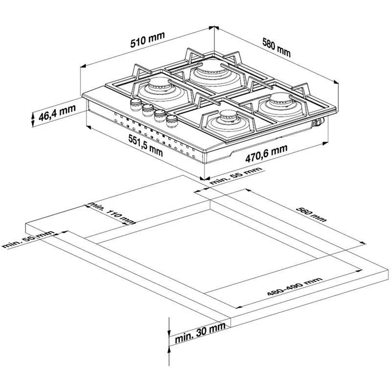 Kaitlentė Gas cooktop Beko HILG64222S (4 fields, juodos spalvos)