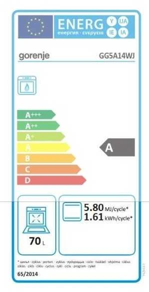 Dujinė viryklė su elektrine orkaite Gorenje GG5A14WJ
