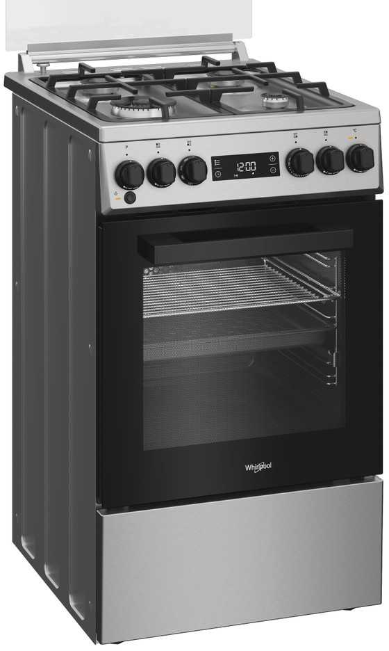 Viryklė Whirlpool Cooker | W5G8LMSWTX | Hob type Gas | Oven type Electric | Nerūdijantis plienas | Plotis 50 cm | Gylis 60 cm | 60 L