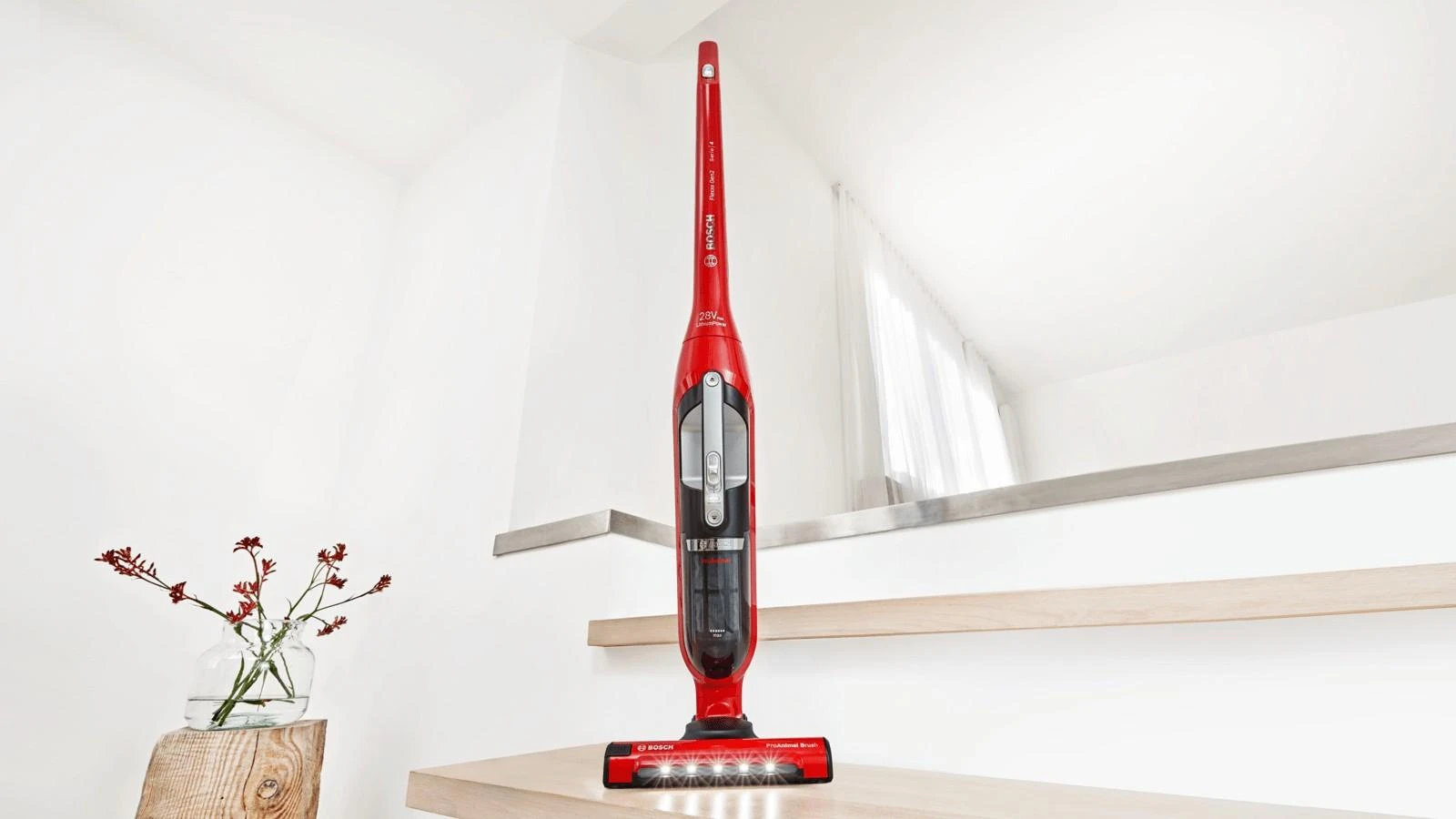 Įkraunamasis dulkių siurblys Bosch Serija 4 BBH3ZOO28, Raudonos spalvos