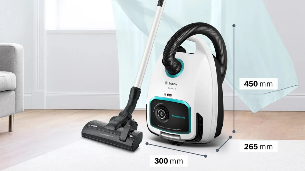 Dulkių siurblys Bosch BGL6HYG1 Serie | 6 su maišeliu ProHygienic, baltas