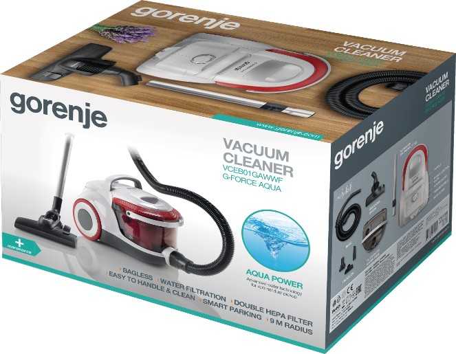 Gorenje dulkių siurblys VCEB01GAWWF Su vandens filtravimo sistema, Baltas/ Raudona, 800 W, 3 L,