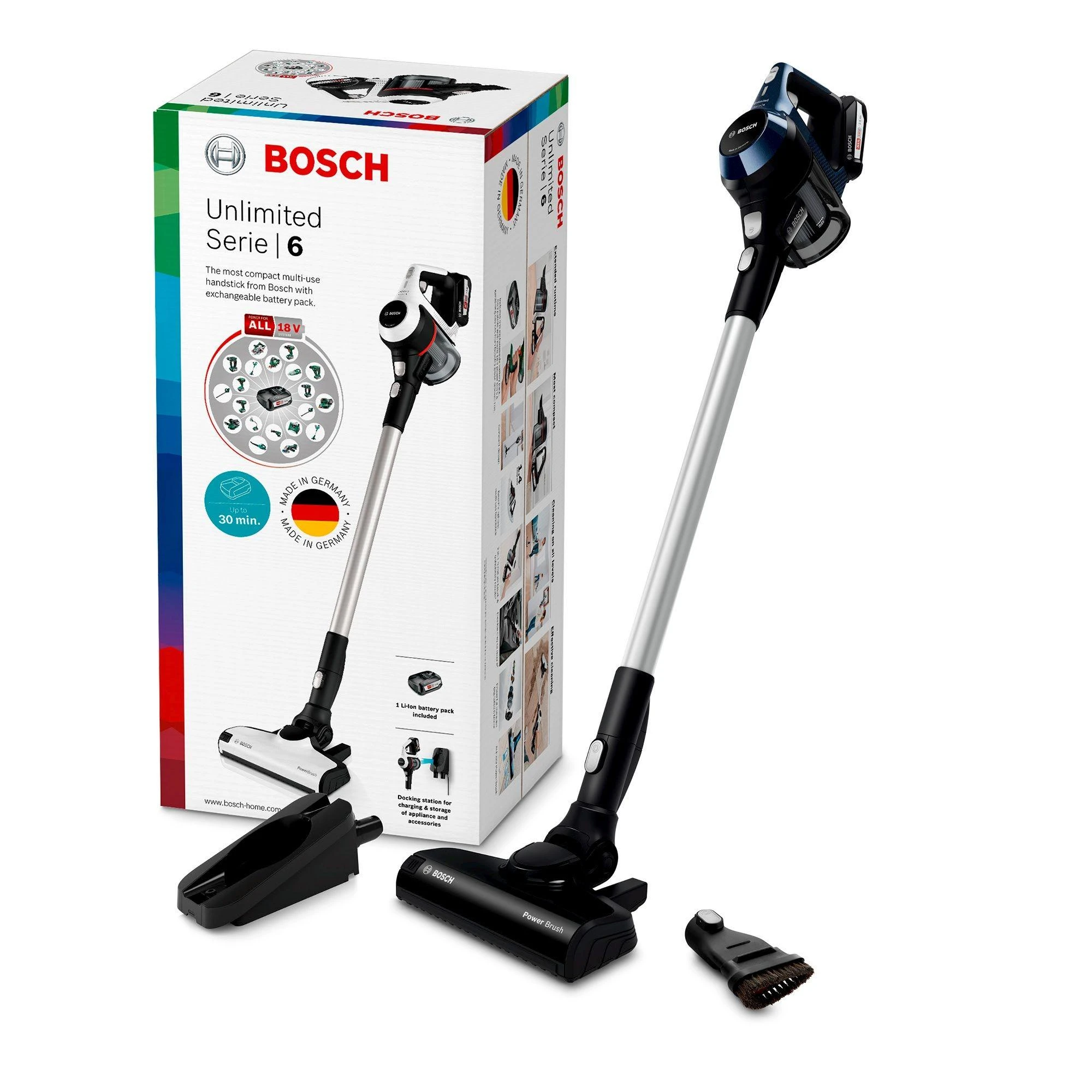 Dulkių siurblys - šluota Bosch BBS611PCK, Juodos ir mėlynos spalvos
