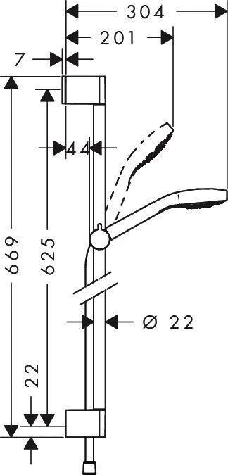 Dušo komplektas Hansgrohe Croma Select E 1 Jet 0,65 m, 26584400
