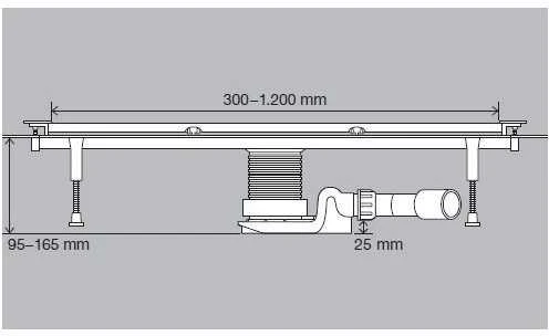 Dušo latakas Viega Advantix Vario 30-120 cm, su nerūdijančio plieno grotelėmis