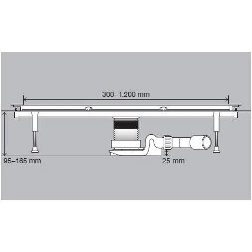 Dušo latakas Viega Advantix Vario 30-120 cm, su nerūdijančio plieno grotelėmis
