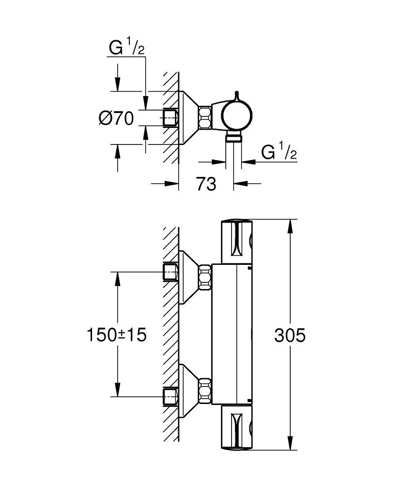 Grohe Grohtherm 800 termostatinis dušo maišytuvas. chromas