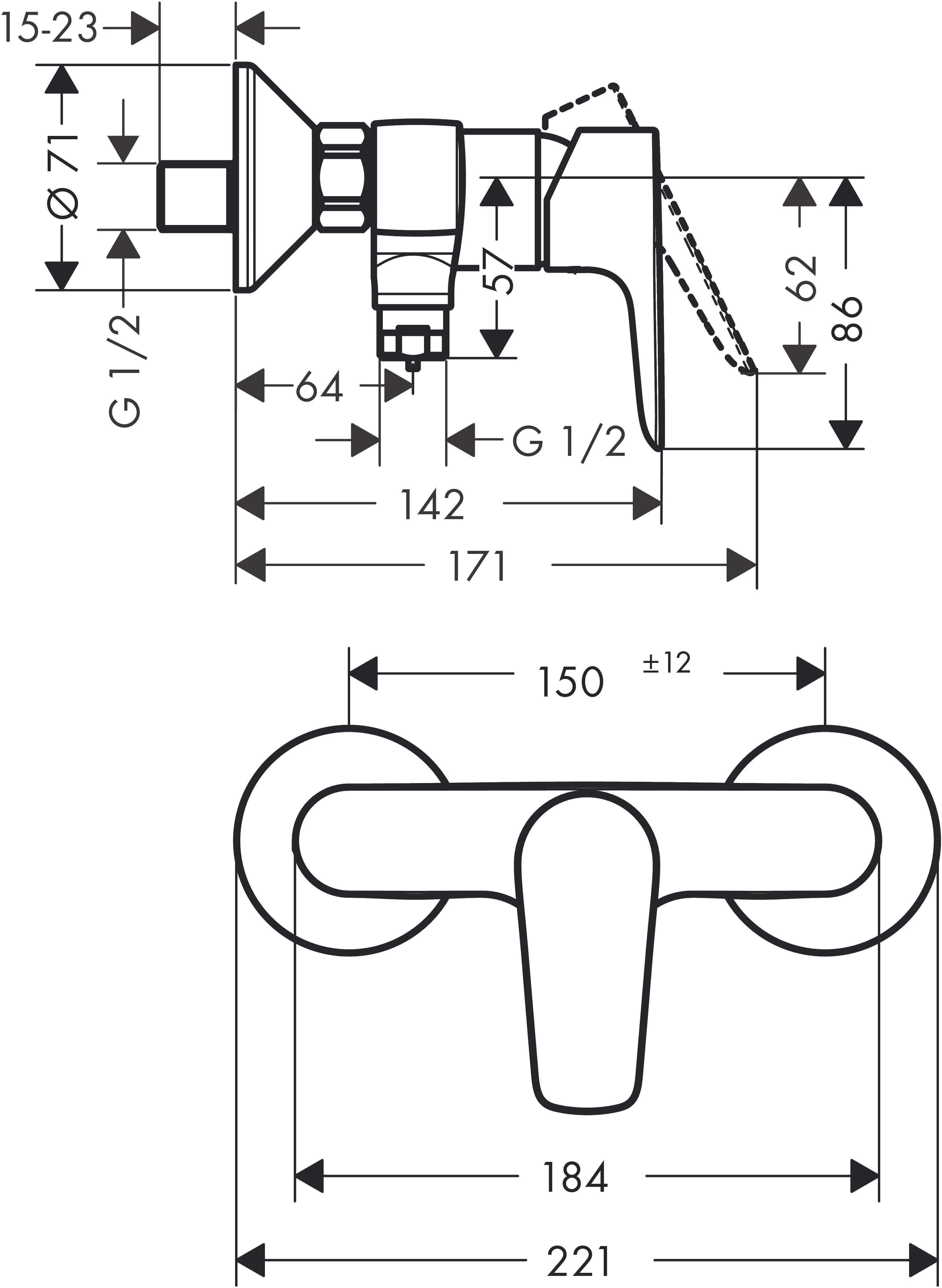 Dušo maišytuvas Hansgrohe Talis E Juodas 71760670