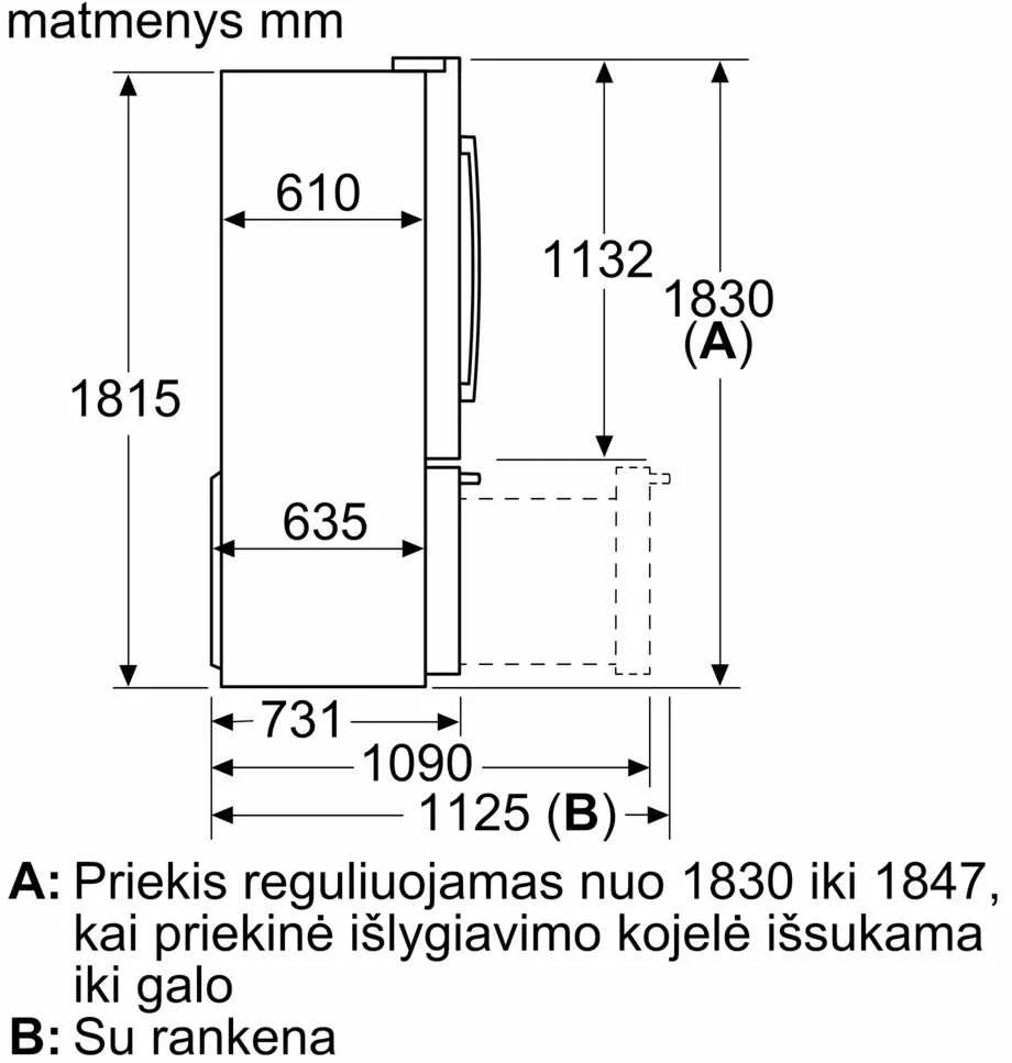 Bosch KFF96PIEP Serija 8, Prancūziško tipo apačioje montuojamas šaldiklis, 5 durų, 183 x 90.5 cm, Nerūdijančio plieno