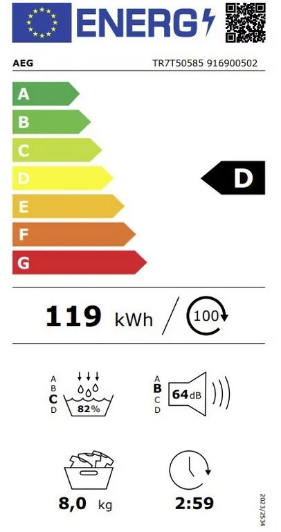 Džiovyklė AEG TR7T50585