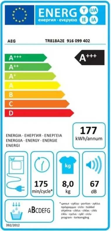 Džiovyklė AEG TR818A2E