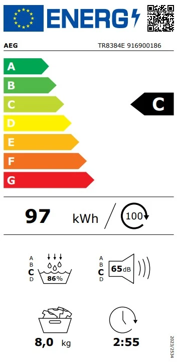 Džiovyklė AEG TR8384E