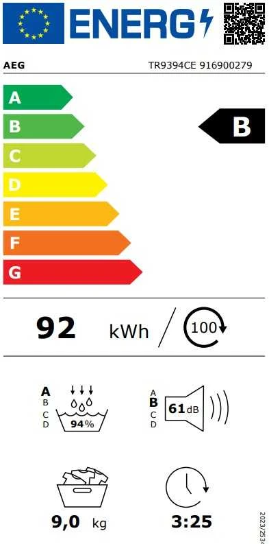 Džiovyklė AEG TR9394CE