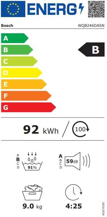 Bosch WQB246DASN Serija 8, Džiovyklė su šilumos siurbliu, 9kg