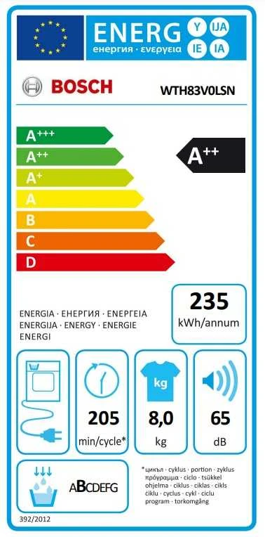 Bosch WTH83V0LSN Serija 4, Džiovyklė su šilumos siurbliu, 8kg
