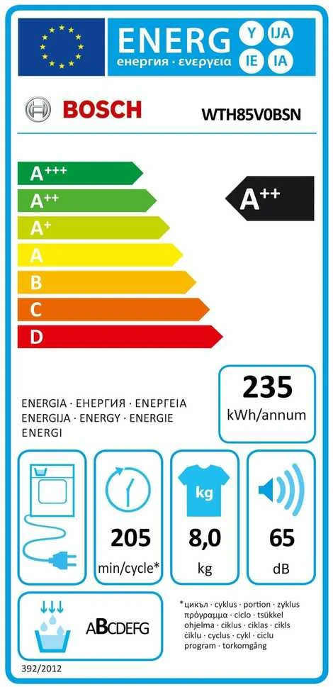 Siemens BOSCH WTH85V0BSN Džiovyklė