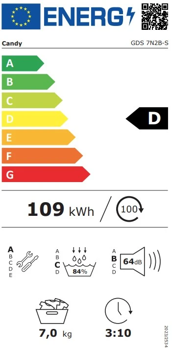 Džiovyklė Candy GDS 7N2B-S, 7 kg