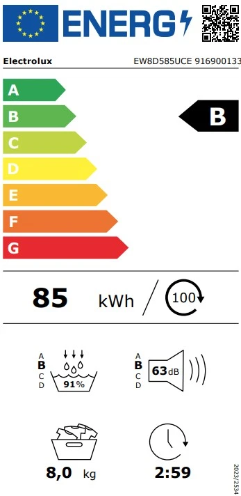 Džiovyklė DRYER EW8D585UCE ELECTROLUX