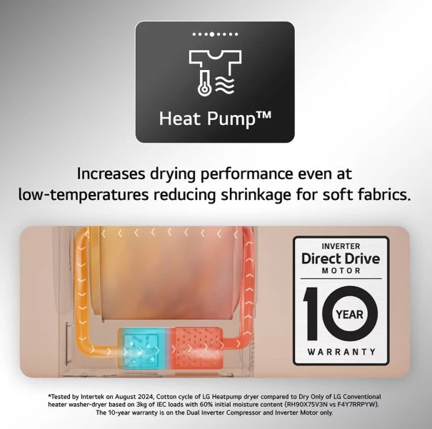 Džiovyklė LG DUAL Inverter Heat Pump, 7 serija, RHX7010TBB, 10 kg