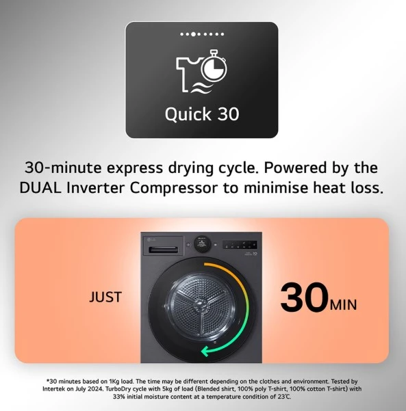 Džiovyklė LG DUAL Inverter Heat Pump, 7 serija, RHX7010TBB, 10 kg