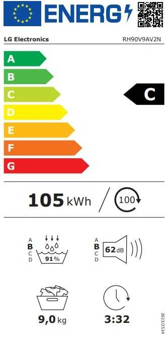 Džiovyklė LG RH90V9AV2N
