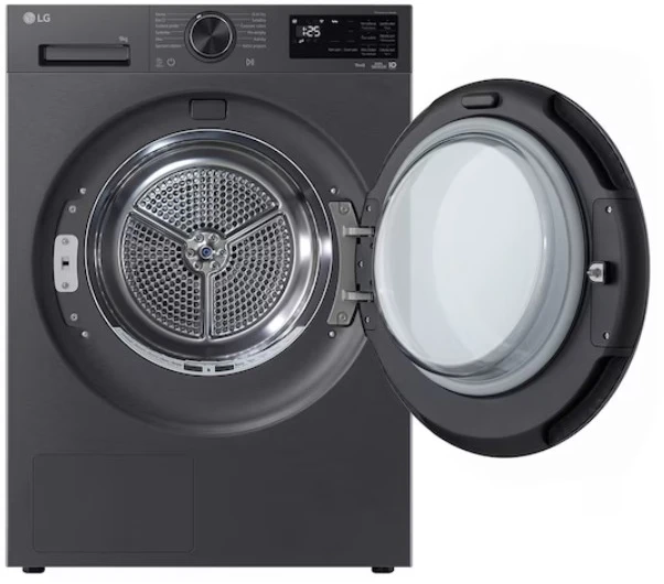 LG džiovyklė | RHX5009TBB | Energijos vartojimo efektyvumo klasė B | Priekinis pakraunamas | 9kg | Šilumos siurblys | LED | 66 cm pločio | Wi-Fi | Matinis juodas