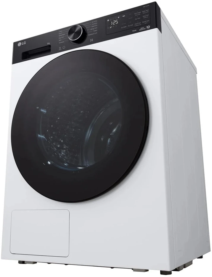 LG džiovyklė | RHX5009TKB | Energijos vartojimo efektyvumo klasė B | Priekinis pakraunamas | 9kg | Skaitmeninis | Šilumos siurblys | Gylis 66 cm | Wi-Fi | Baltas