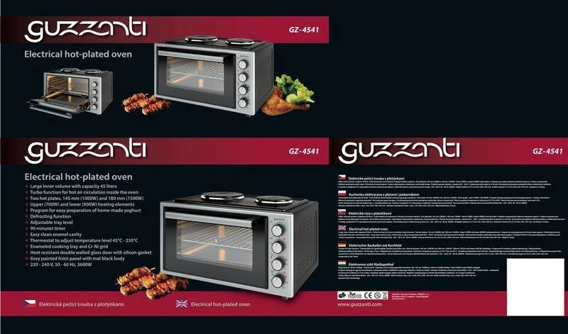 Elektrinė krosnelė Elektinė orkaitė Guzzanti GZ-4541