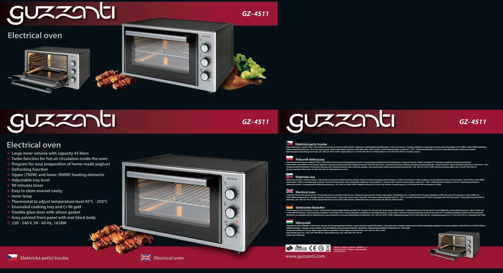 Elektrinė krosnelė Elektrinė orkaitė GUZZANTI GZ-4511