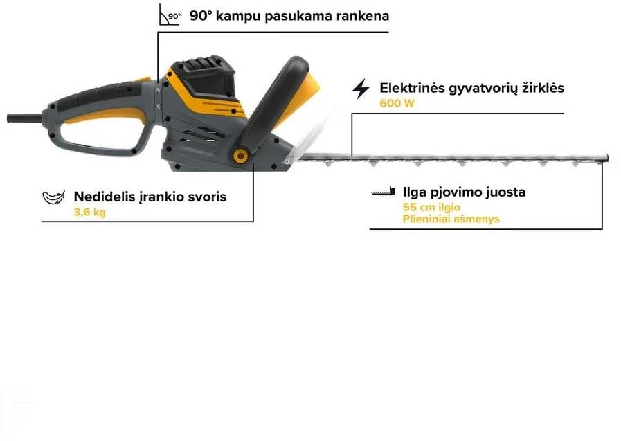 Elektrinės gyvatvorių žirklės Grunder CYHT08B-550