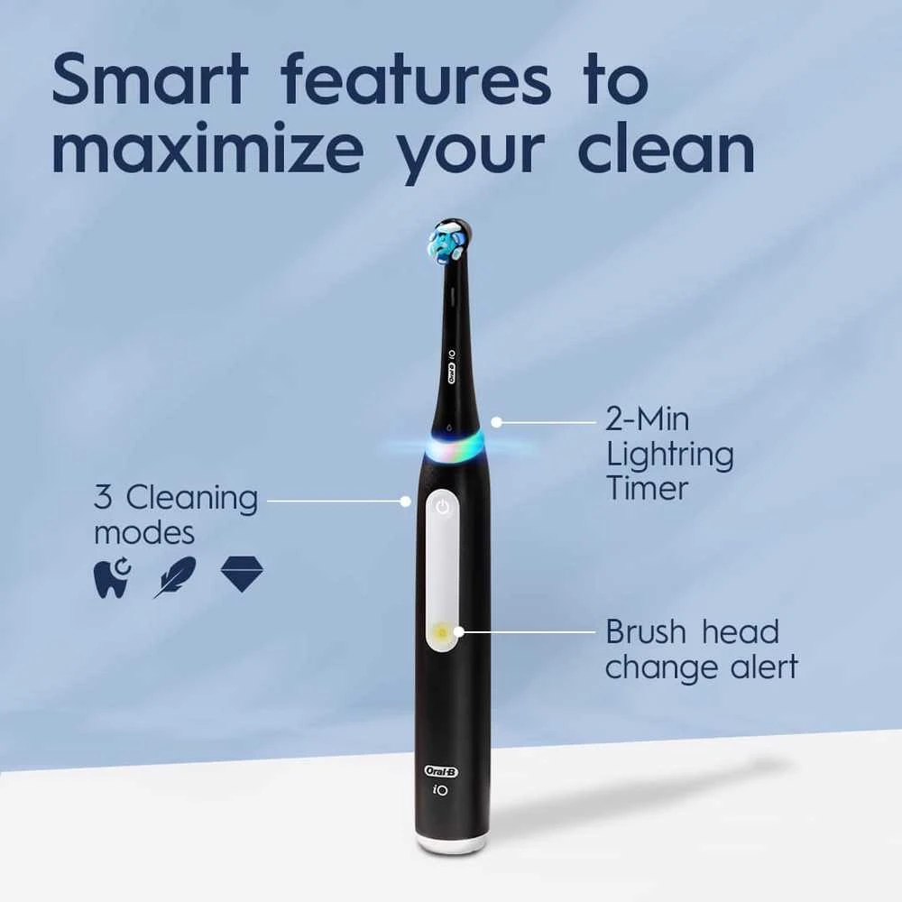 Oral-B | Elektrinis dantų šepetėlis | iO3 Series | Įkraunamas | Suaugusiems | Šepetėlių skaičius galvutės įeina 1 | Number of teeth brushing modes 3 | Ice Mėlyna